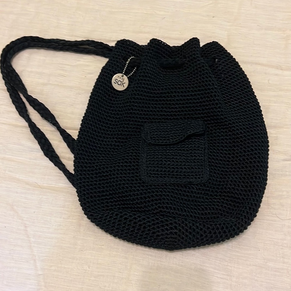 The Sak Black Crochet Backpack